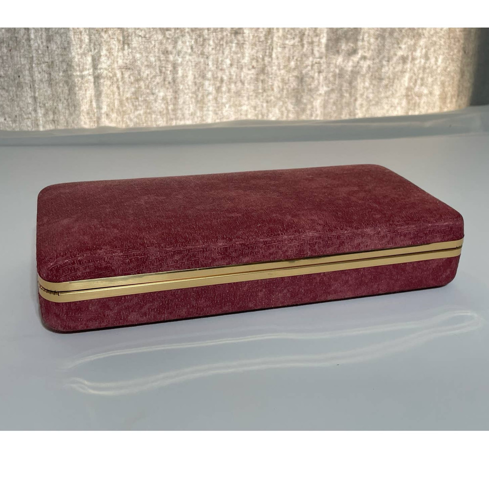 Vintage Dark Pink Mele Jewelry Box Travel Clamshell